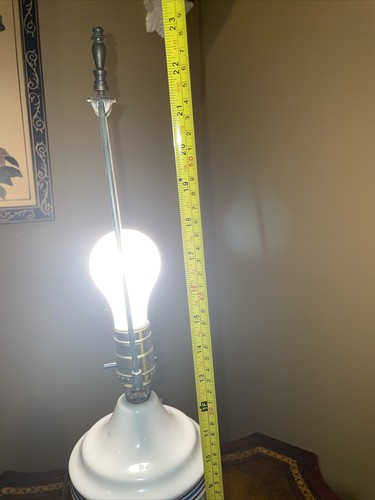 vintage apothecary jar Table Lamp Blue Floral 15” To Base Of Bulb 22” Top - Picture 8 of 8