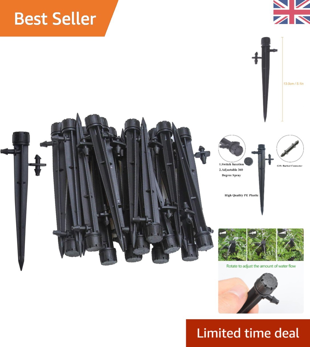 Pack of 50 Adjustable 360° Irrigation Drippers for Efficient Garden Watering