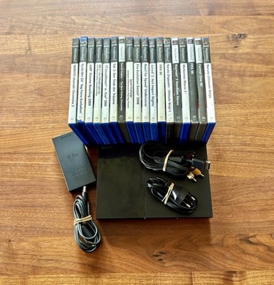 Sony PlayStation 2 PS2 SCPH-90004 Konsole Schwarz + 18 Spiele / Ohne Controller