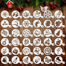 36 Pcs Holiday Cookie Stencils, Reusable Christmas Tree  Snowflake Stencil Temp