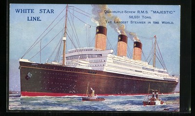 Künstler-AK Passagierschiff R.M.S. Majestic, White Star Line 