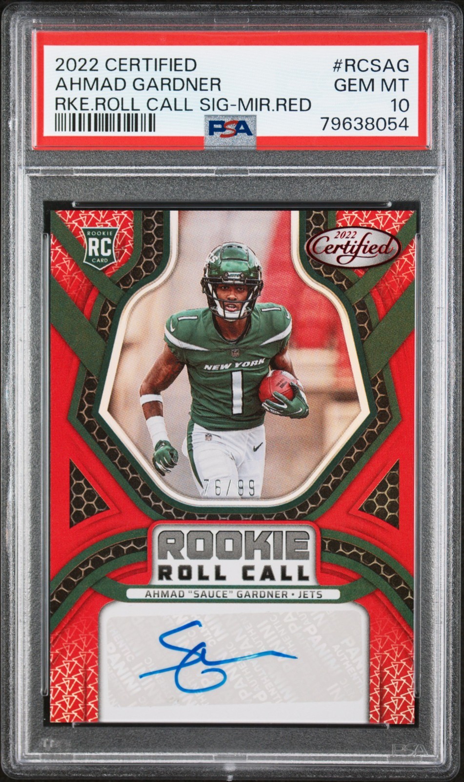 Sauce Gardner Panini Certified Rookie Roll Call Signatures #RCSAG Red Mirror