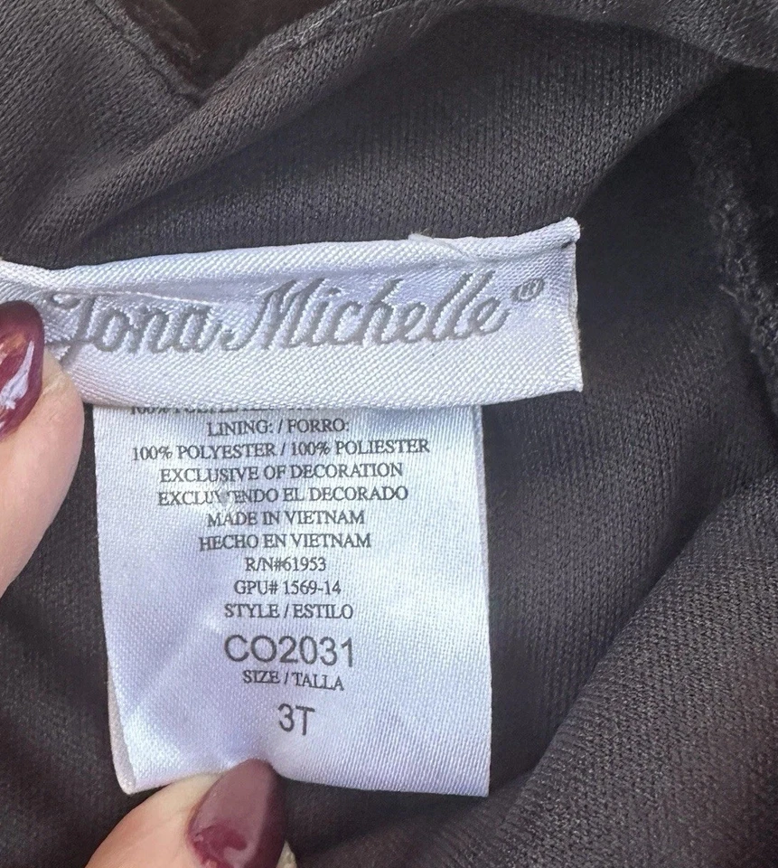 Vestido formal para niña Jona Michelle talla 3T negro púrpura floral flor fiesta en capas Foto 4 de 4