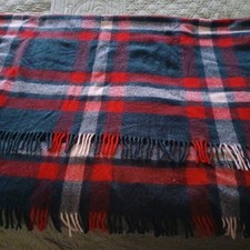 Vintage Troy Robe 100 Wool Carriage or Stadium Blanket Green Red Tartan