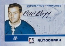 08-09 itg game superlative franchise base blue dick duff leafs autograph auto
