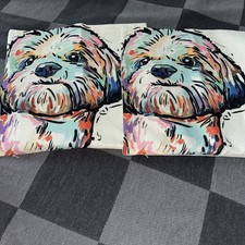 Colorful watercolor type Dog Throw Pillow Covers 17 3/4 in X 17 in 2 