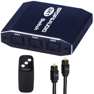 3 in 1out  Aluminum Spdif Toslink Optical Digital Audio Splitter Switch Hub