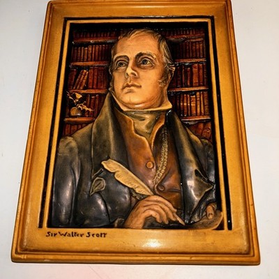 SIR WALTER SCOTT Ivorex 3D Plaque, Osborne, Carved, Resin, England 8'' X 6.25''