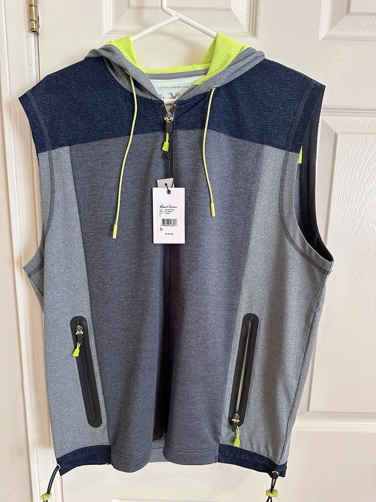 NWT Robert Graham X Collection Kobi Knit Hooded Vest Mens Large Carbon Gray $198 - product detail image 1