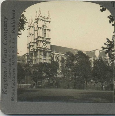 Westminster Abbey from Dean's Yard, c1910, London, Famous Places, Stereoview