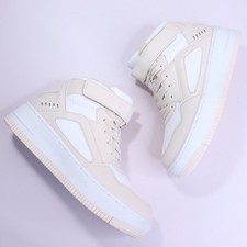 Zapatilla deportiva BERNESS Rylee de caña alta beige blanca plataforma con cordones atletismo para mujer 8