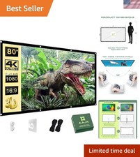 Versatile 80-Inch Wall-Mount Projector Screen - Perfect for Family Nights
