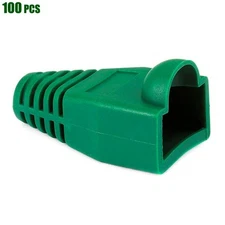 100 Pcs RJ45 Network Cable End Plug Connector Boot Cap Cover Cat6 Cat5e Green