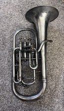 Antique Early Century JW York & Sons Eb Alto Horn 1918 # 52480 Silver Plated