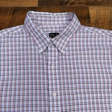 Jos A Bank Traveler Collection Shirt Mens Extra Large Blue Plaid Button Up 