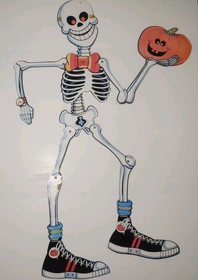 vintage skeleton jointed die cut beistle halloween 43'' Pumpkin And Sneakers HTF
