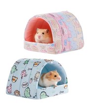 Rodizoo 2 PCS Hamster Hideout,Washable Bed 6*6in, Pink+Blue