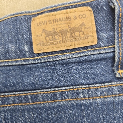 Levis 512 Jeans Womens 14 Blue Perfectly Slimming Bootcut Med Wash Denim Studded - Picture 23 of 24