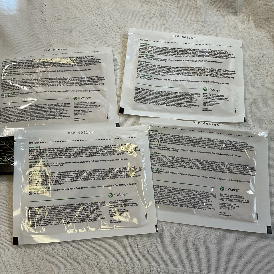 It Works! Ultimate Body Contouring Wraps Cream Infused Box of 4 Applications - Image 3 of 4