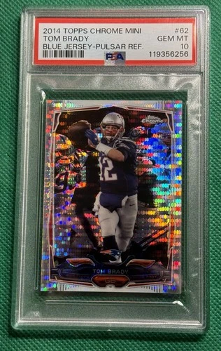41/102 PSA 10! TOM BRADY 2014 TOPPS CHROME MINI BLUE JERSEY PULSAR REFRACTOR #62