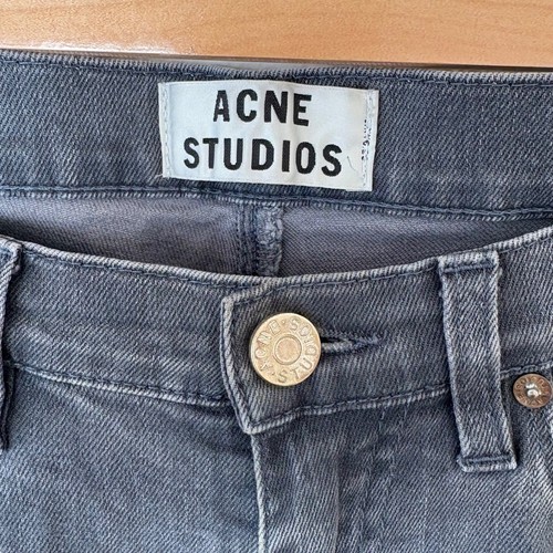 Acne Studios Mens Jeans W31 L34 Grey Max Darko Straight Fit Oil Stain Distressed - Picture 4 of 14
