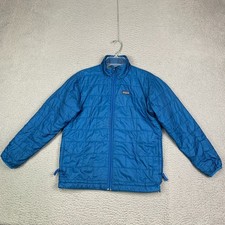 Patagonia Nano Puff Jacket Kids M 10 Blue Quilted Primaloft Full Zip Youth