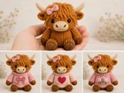 Female Girl Highland cow Knitting Pattern Bundle With Clothes DK Toy Printed