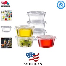 2 oz. - 100 Count Clear Disposable Plastic Portion Cups with Lids - Small Pla...