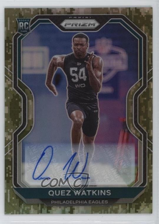 2020 Panini Prizm Rookie Camo Prizm Auto /25 Quez Watkins #344 Rookie Auto RC