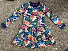 Mini Boden Girl  s Unicorn Paisley Floral Dress Long Sleeve Twirl Skirt 9/10 Y