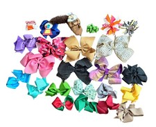 24 Piece Boutique Hairbow Lot Assorted Sizes And Colors Holidays