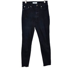 Pistola Black Wash High Rise Raw Hem Stretch Skinny Jeans Size 27 Flaw