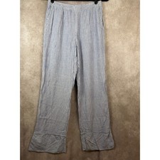 ZARA Striped Wide Leg Linen Blend Pull On Pants Women Size S Blue White