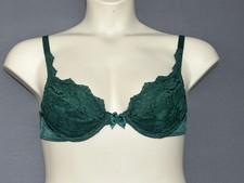 Vtg Victoria  s Secret Balconette Bra 36B Green Underwired Removable Pads