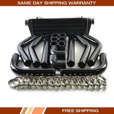 28 Turbo Intercooler 2.5 Aluminum Black Piping Pipe Kit Couplers 28x7x2.5 28 Turbo Intercooler 2.5 Aluminum Black Piping Pipe Kit Couplers 28x7x2.5