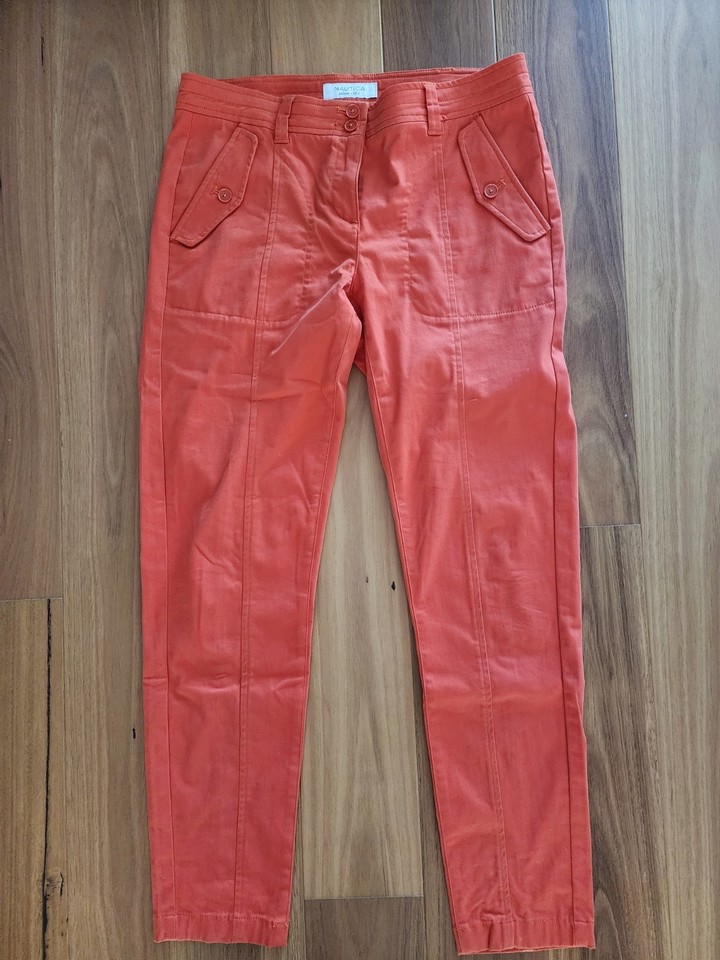 Nautica Womens Orange Pocket Straight Leg Chino Pants Size USA 8 EUR 10