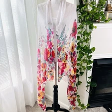 Beautiful Colorful Floral Super Soft Lightweight Flowy Womens Wrap