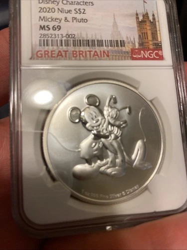 2020 NIUE MICKEY & PLUTO TWO DOLLARS 1oz .999 SILVER COIN DISNEY Ngc 69 Low Pop