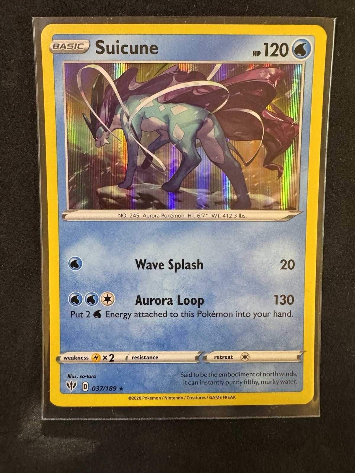 Suicune 037/189 NM Holo Rare Darkness Ablaze Near Mint Foil Pokemon Card 37/189