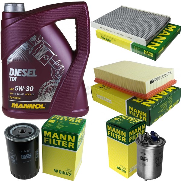 Mann Inspektionspaket 5L Mannol Diesel Tdi 5W-30 FüR Vw Polo Variant 1.9-image