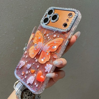 For Apple IPhone 17 Pro /Max Sparkly Clear Phone Case Butterfly Bling Rhinestone