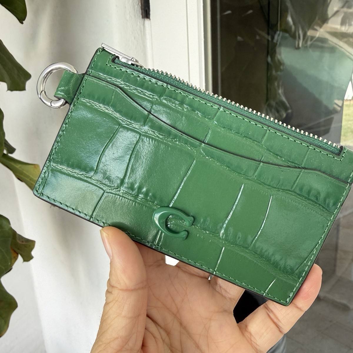 Coach Zip Card Case CW433 Crocodile-embossed leather | eBay