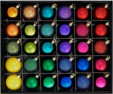 Multi-Colour Shatterproof Christmas Baubles 50 Pack Shiny Matt