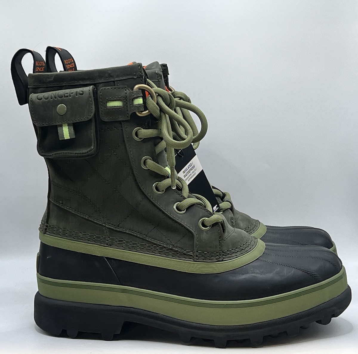 Sorel Caribou Rein WP LM4945-347 Surplus Green Mens 8.5 New