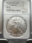 2020 "W" "BURNISHED" AMERICAN SILVER EAGLE NGC MS70 BROWN LABEL