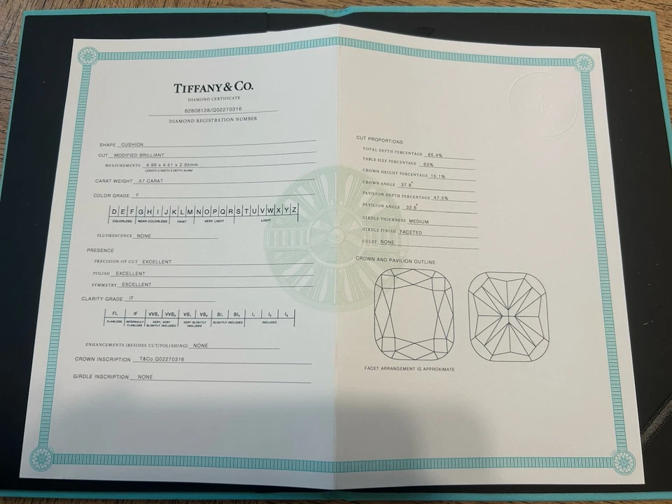 0.57Ct Excellent, Int Flawless, Colorless Tiffany Engagement Ring valued $8300 - Image 3 of 4