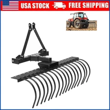 50" 3 Point Landscape Rake Replaceable Steel Tines for Category-0 Cat-1 Tractor