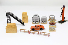 Lot of 16Pc Vintage Station Model Train Cars Transportation Accessories