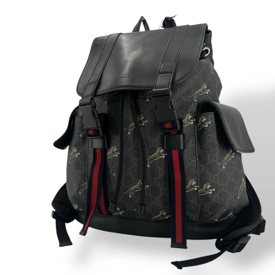 Sac à dos Gucci GG Supreme Sherry Line cordon noir authentique occasion