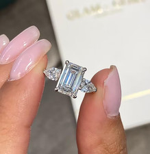 Emerald Cut 2.50Ct 14k White Gold Lab Grown Diamond/CVD Women's Engagement Ring